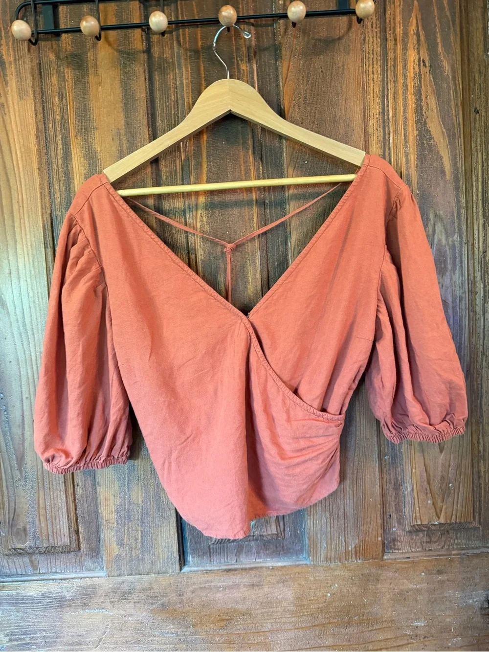 Abercrombie & Fitch Rust Wrap-Style Blouse
